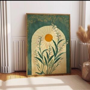 Floral Archway Art Print - Green and Gold